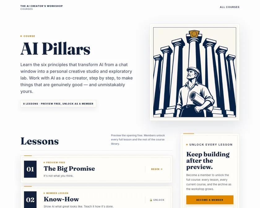 AI Creator's Workshop course-cover library grid